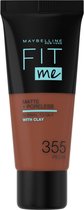 Bol.com Maybelline New York - Fit Me Matte + Poreless Foundation - 355 Pecan - Medium Dekkende Foundation met Matte Finish voor ... aanbieding