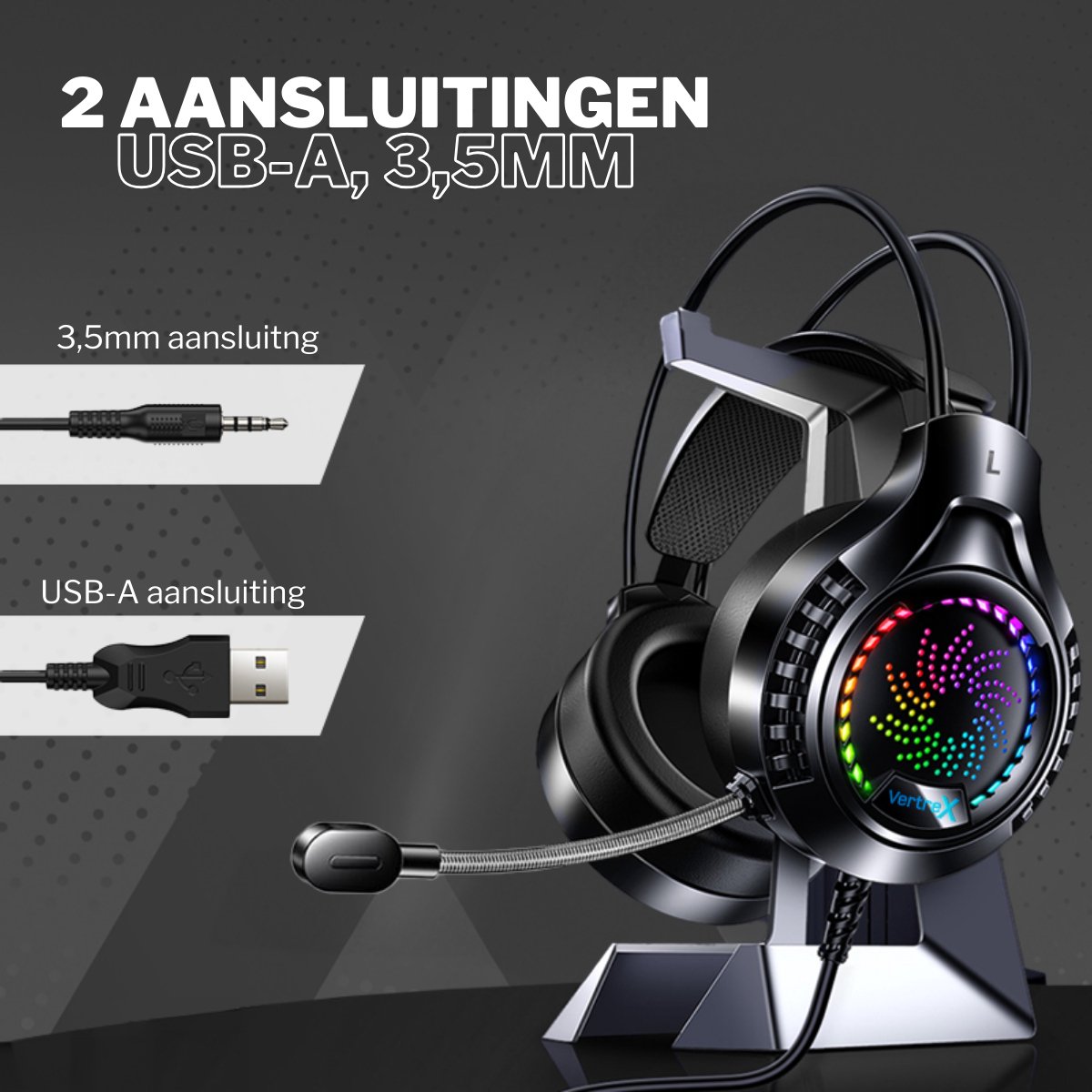 VERTREX Gaming Headset met Microfoon - Hoofdtelefoon - Headsets PC, PS5, PS4, Xbox, Nintendo Switch - 7.1 Surround Sound thumbnail 7