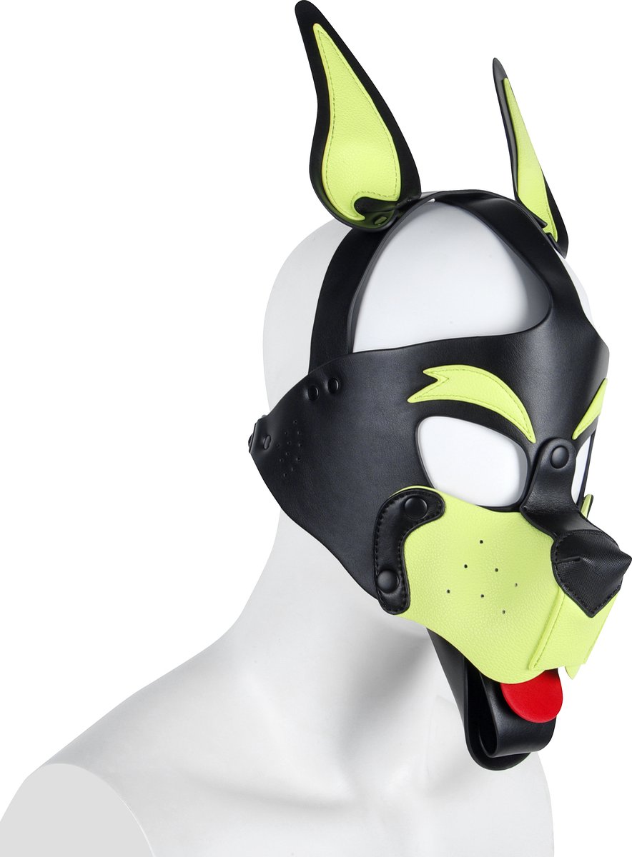 Goedkoopste Banoch | Masker Doggy pointy | geel imitatie leer | Bondage | Puppy Play