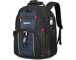Waterdichte anti-diefstal rugzak voor 17,3 inch (44 cm) laptop herenrugzak met USB-aansluiting schoolrugzak grote business notebook backpack voor werk reizen mannen jongens, J-blauw-4, 15,6 Zoll, Rugzak