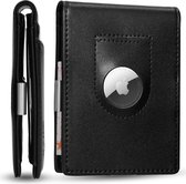 Portefeuille porte-cartes ONYX® - Convient pour Apple AirTag - Portefeuille pour homme - 11 cartes + factures - Coffre-fort RFID - Cuir végétalien - Zwart