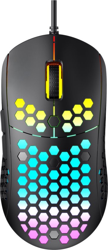 Phreeze Bedrade Gaming Muis - Ultra Light Design - 4800 DPI - RGB Verlichting - Macro Knoppen - 7 Knoppen - MMO/MOBA/FPS - Zwart