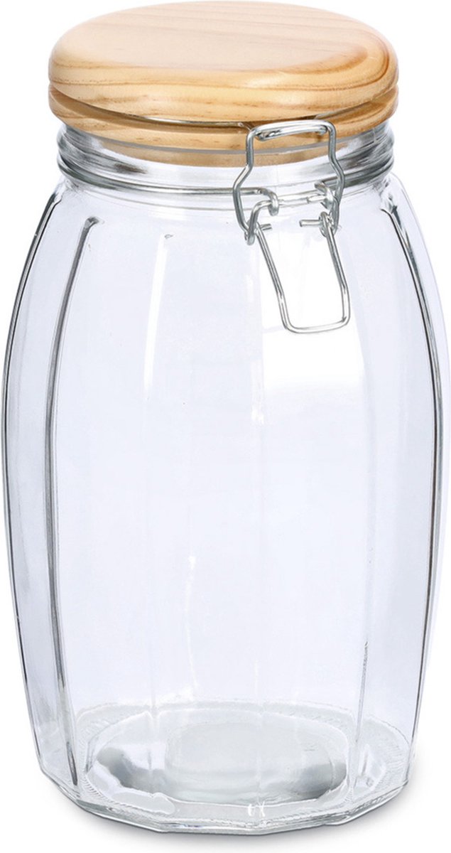 Zeller Voorraadpotten/bewaarpotten - 1.85L - glas - met beugelsluiting - D13 x H23 cm