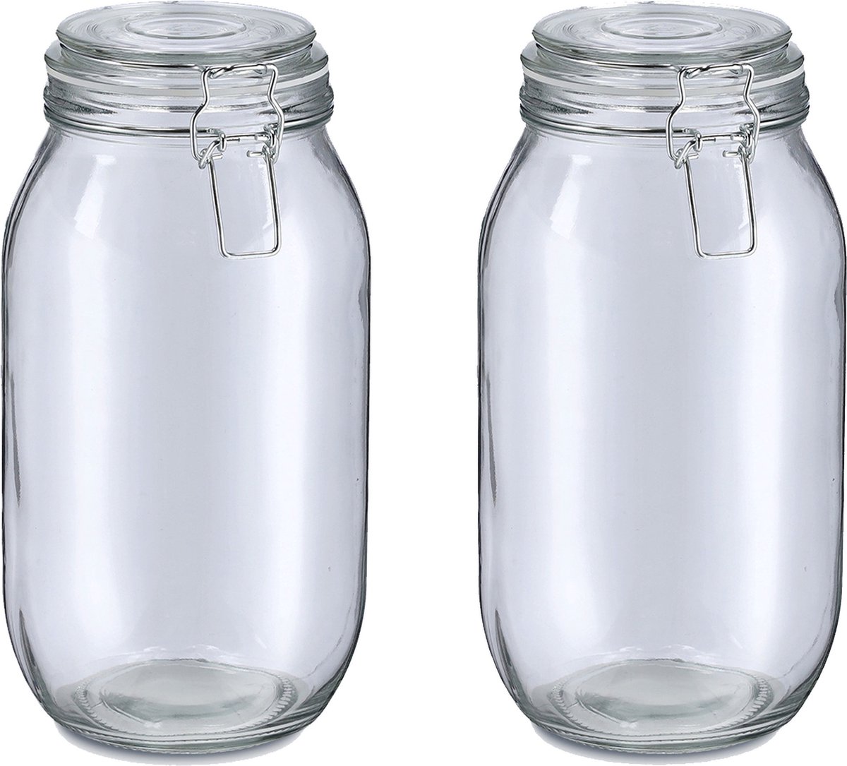 Zeller Weckpot/inmaakpot Alfie - 2x - 2L - glas - beugelsluiting - D13 x H26 cm
