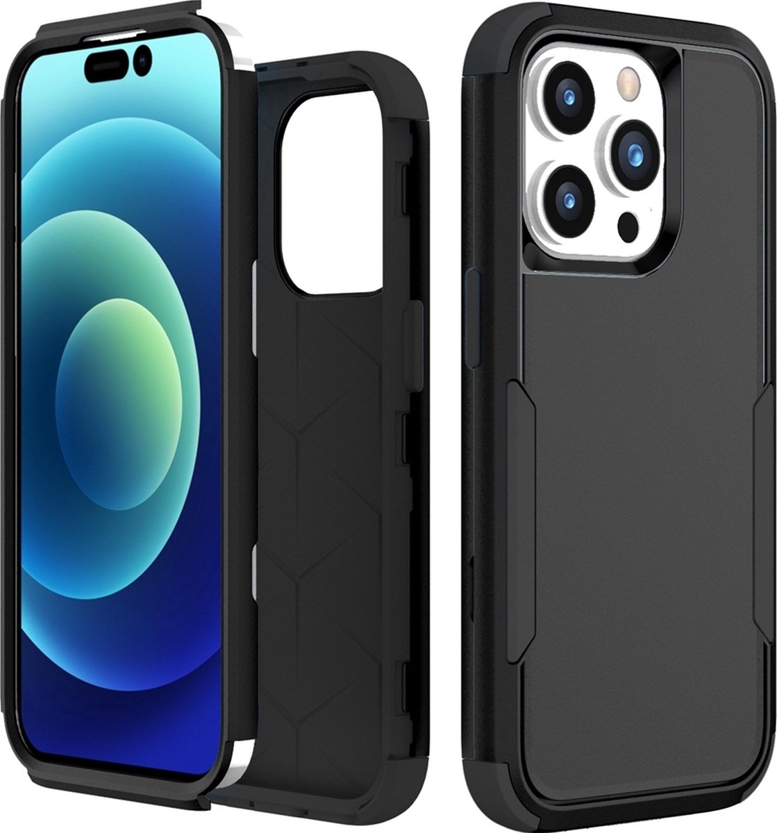 Mobigear Hoesje geschikt voor Apple iPhone 15 Pro Max Telefoonhoesje Hardcase | Mobigear Ultra Tough Backcover Shockproof | Schokbestendig iPhone 15 Pro Max Telefoonhoesje | Anti Shock Proof - Zwart