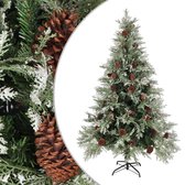 The Living Store Kerstboom Scharnierende - 120 cm - PVC/PE/Staal - 163 PVC uiteinden - 164 PE uiteinden - 24 dennenappels