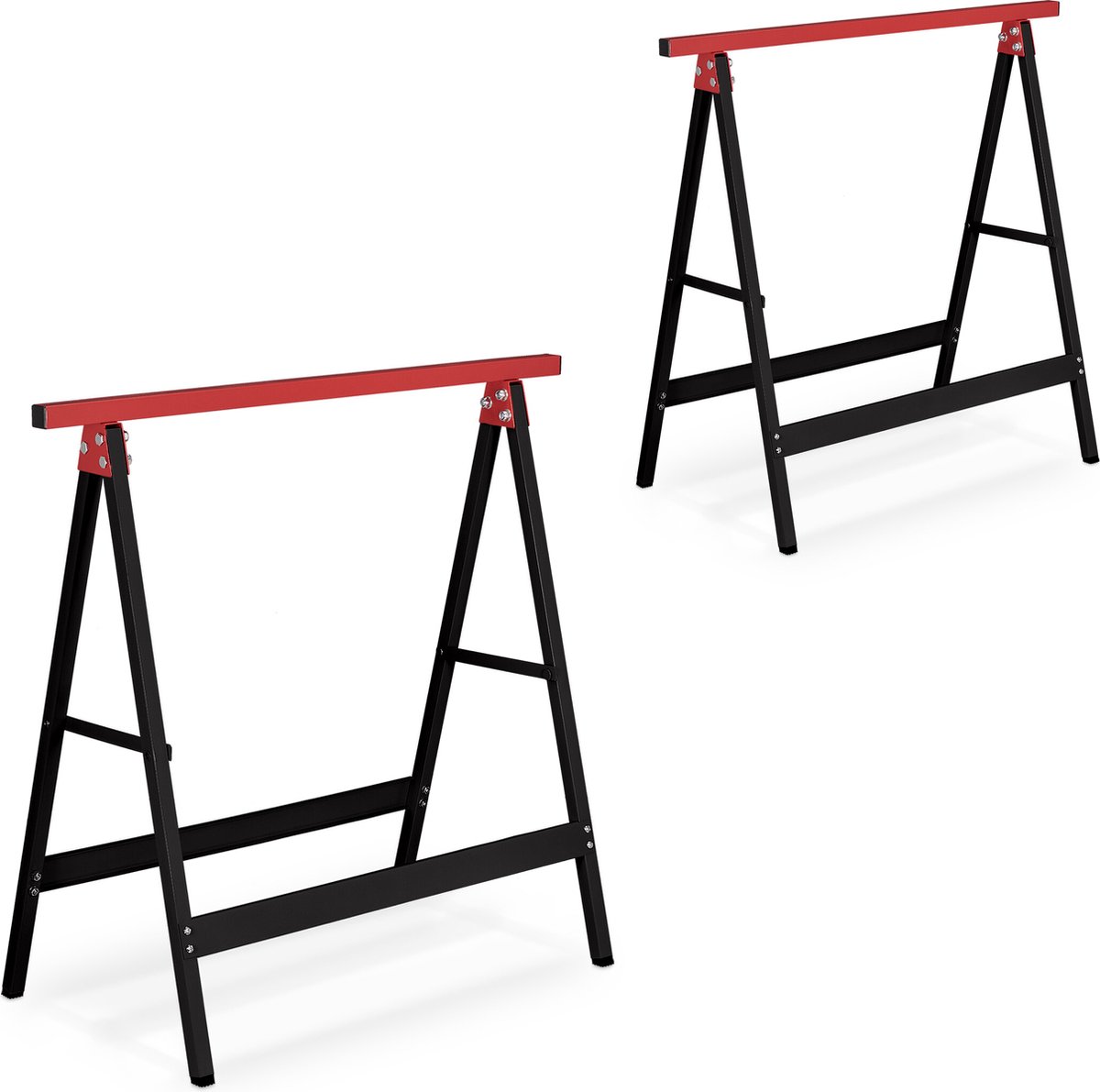 Relaxdays schraag - set van 2 - inklapbaar - zwart/rood -100 kg - werkbok staal - behangen - Relaxdays