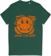 Grappig T Shirt Heren Dames - Halloween Smiley Print - Choose To Be Creepy - Groen XL