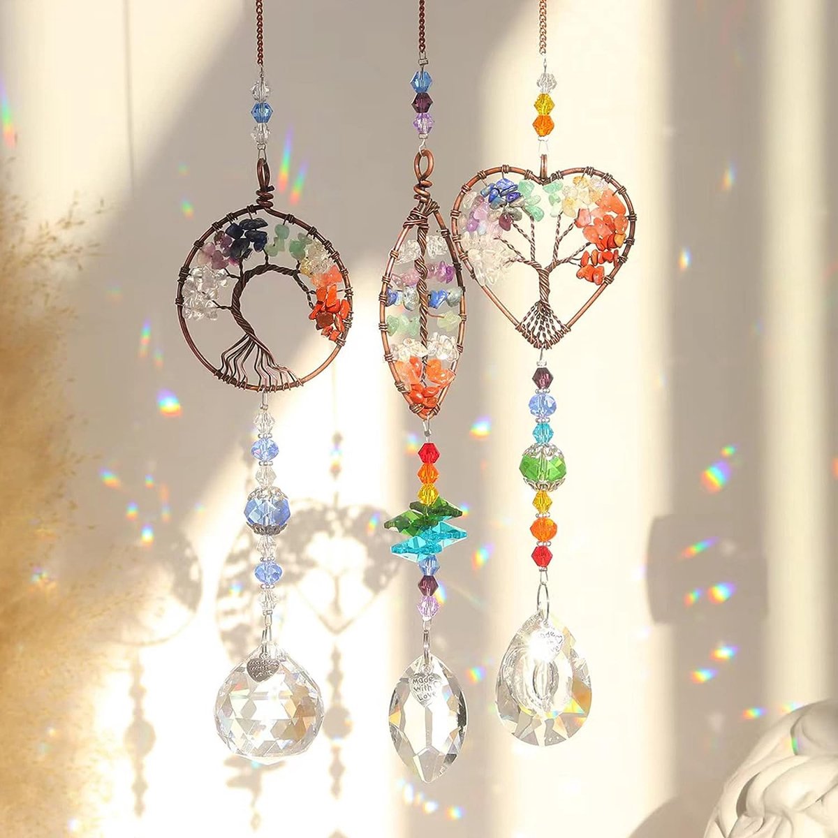 Suncatcher Chakra perles de cristal de couleurs de fenêtre de
