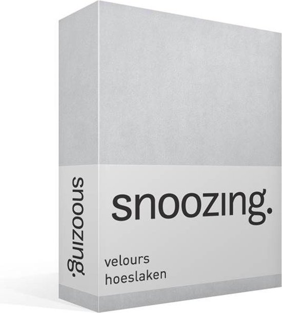 Snoozing velours hoeslaken - Lits-jumeaux - Grijs