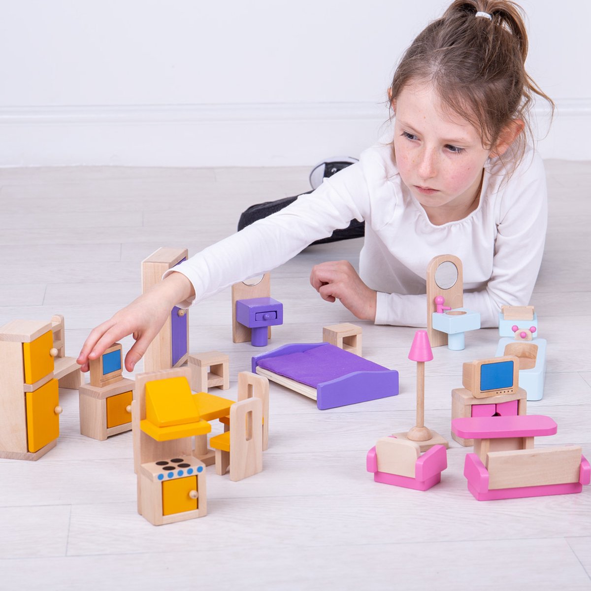 Poppenhuis Meubeltjes - BIGJIGS - Hout - Meubels Poppen - 26-Delig — afbeelding 8
