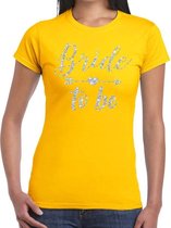 Bride to be Cupido zilver glitter t-shirt geel dames L