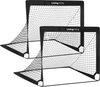 foto van Living Nine - Voetbaldoeltjes - 120x80cm - Set van 2 - Zwart - Met Draagtas - Voetbalgoal - Goal - Voetbaldoel - Groot - Voor Kinderen - Voetbaldoelen - Goaltje