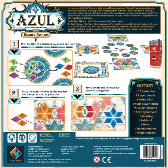 Next Move Games - Azul Zomerpaviljoen - Bordspel - Geschikt voor 2-4 Spelers