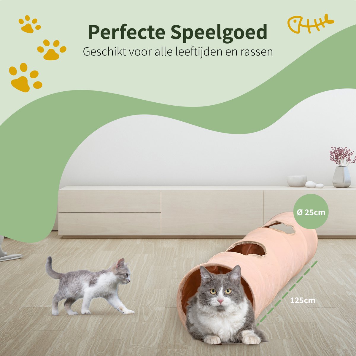 Pawsource Kattentunnel - Speeltunnel - 125x25cm — afbeelding 4