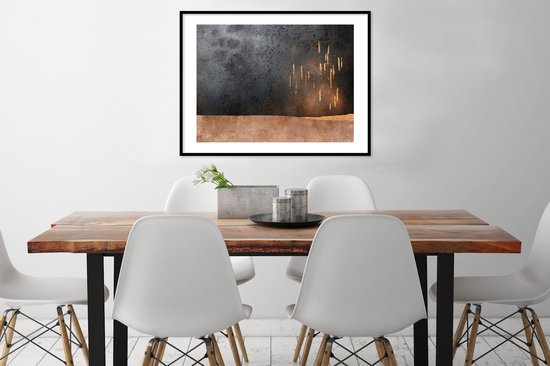 Cadre photo avec affiche - Abstrait - Or - Design - 80x60 cm - Cadre pour affiche