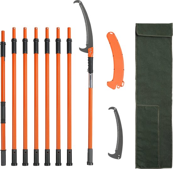 Deuba Takkenzaag Telescopisch 2in1 Nylon Trekkoord Max. Werkhoogte 4 Meter Snoeischaar Boomzaag Snoeizaag