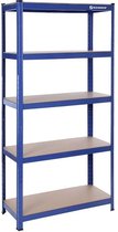 Rootz opbergrek - staande plank - metalen plank - met 5 verstelbare planken - vrijstaand rek - staal/poedercoating/E1 klasse MDF - blauw - 160 x 80 x 40 cm