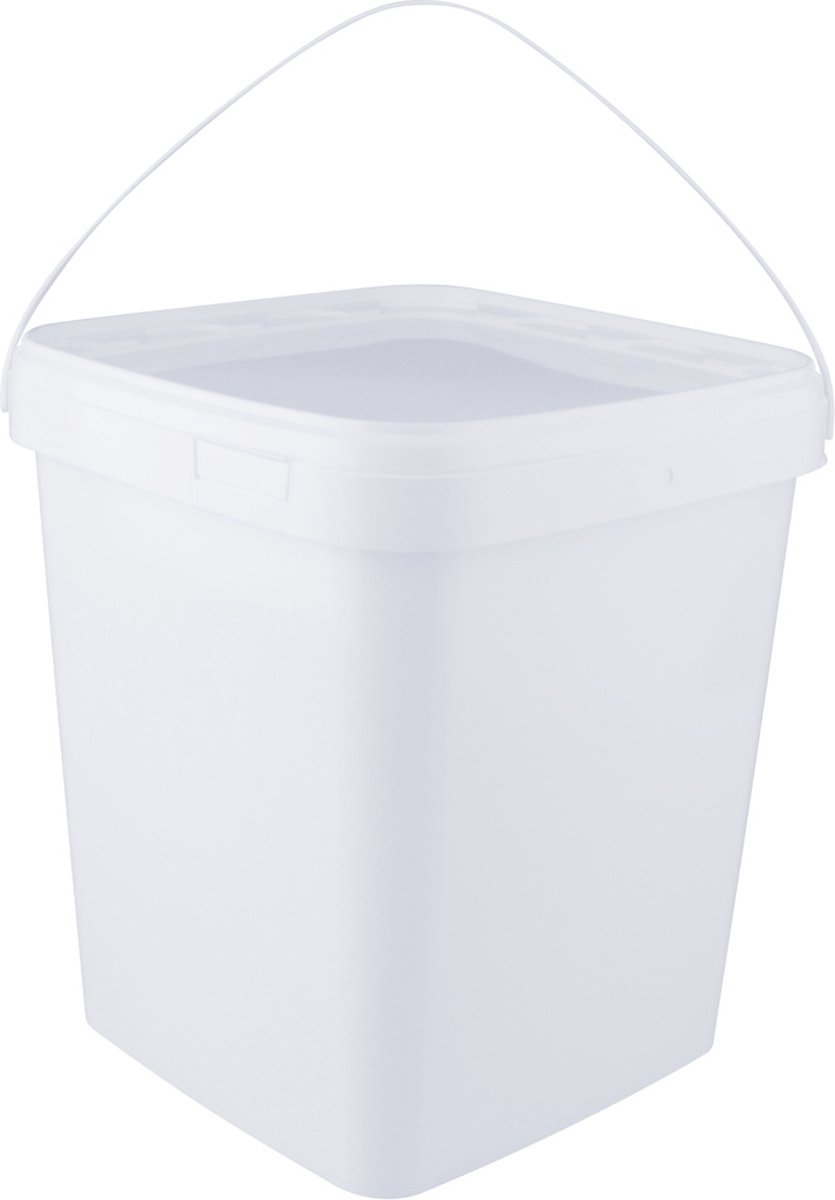 Goedkoopste Emmer met deksel - 10,7 liter - vierkant - wit