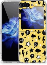 Silicone Back Cover Geschikt voor Samsung Galaxy Z Flip 5 Telefoon Hoesje Punk Yellow
