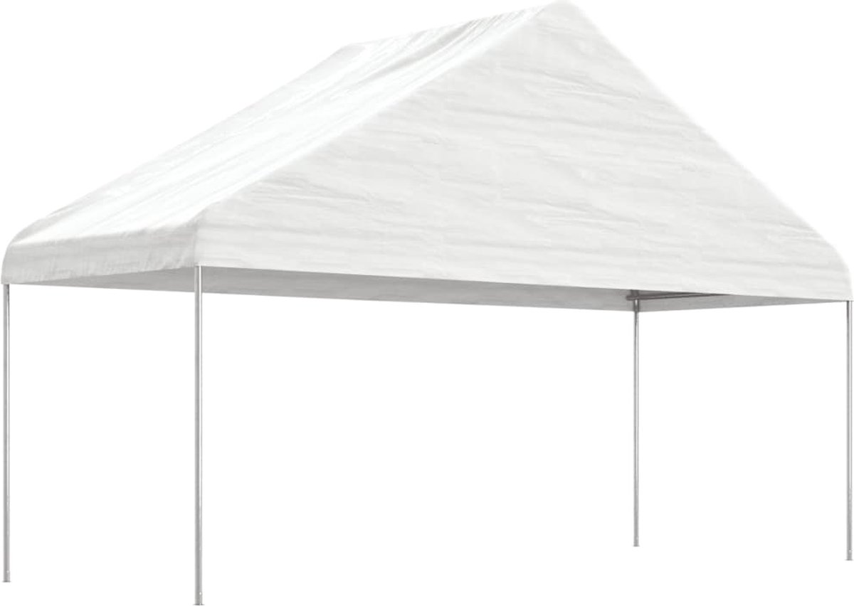 VidaXL Prieel met dak 5,88x2,23x3,75 m polyetheen wit