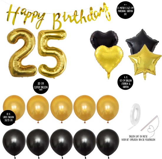 Snoes Ballons 25 Ans Forfait Fête – Décoration – Set Anniversaire Goldie  Numéro Ballon