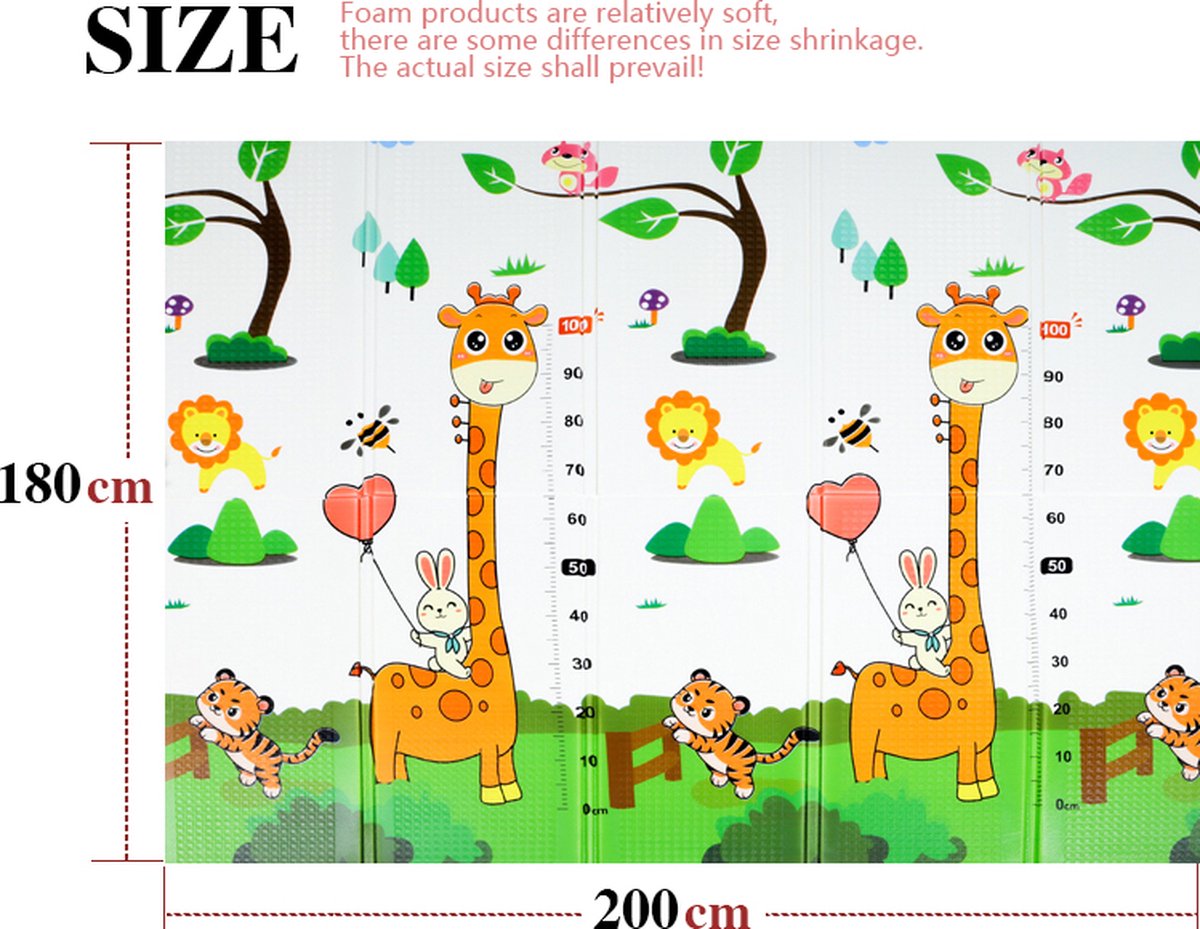 Buxibo - Dubbelzijdige Speelmat Foam - Dik XPE Foam - Kruipmat - Speelkleed - Vloermat - Baby/Peuter & Kind - Multicolor - XPE-002 - 200x180cm — afbeelding 13