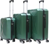 Travelsuitcase - Kofferset Diamond 3 delig - Reiskoffers met cijferslot - ABS - Groen