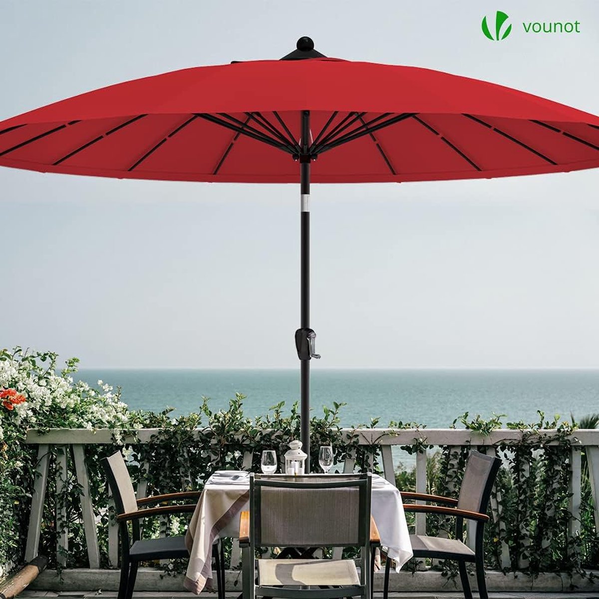 Central Park Parasol Shanghai - D 270cm - Zand - Kantelbaar Met Opwindmechanisme 180g/m² Aluminium Mast Central Park Parasol Shanghai - D 270cm - Zand - Kantelbaar Met Opwindmechanisme 180g/m² Aluminium Mast