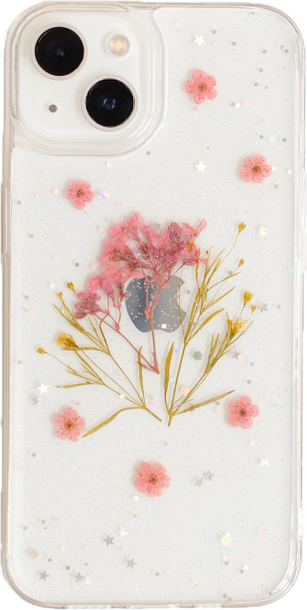Casies hoesje geschikt voor Apple iPhone 12 / 12 Pro met droogbloemen - gedroogde bloemen telefoonhoesje - Dried Flower Soft Case TPU - Transparant
