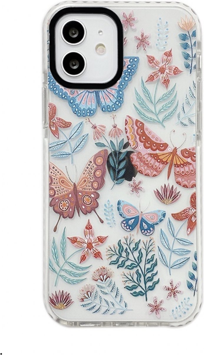 REBUS hoesje voor (iPhone 13 Pro Max) (6.7), (Wild) [Flexibele TPU], (doorzichtige beschermende bumperhoes met een ontwerp met de natuur) (Vlinders)