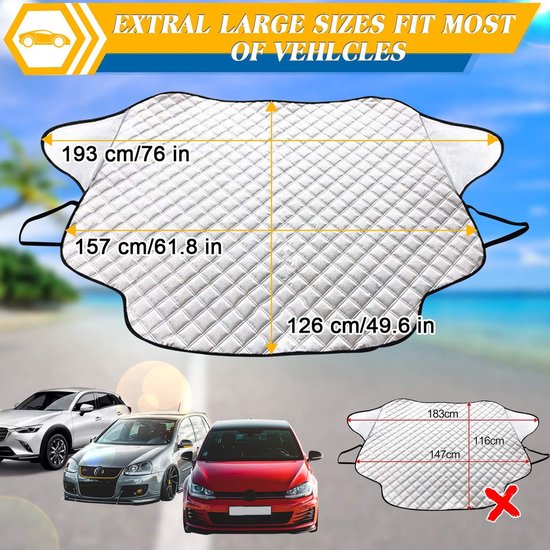 Sneeuwhoes voor autovoorruit Auto Winter Anti Sneeuw Vorst Ijsglas Cover Voorruit Zonnescherm Cover 4-laags Magnetische Beschermer Met Reflecterende Strip (Color : L 9 magnets