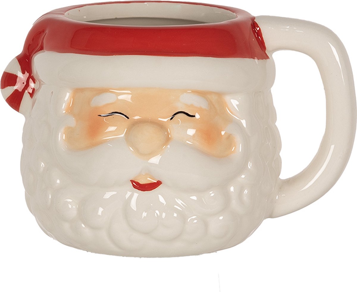 Clayre & Eef Mok Kerstman 450 ml Wit Rood Keramiek