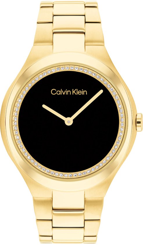 Calvin Klein CK25200367 Admire Dames Horloge - Mineraalglas - Staal - Goudkleurig - 36 mm breed - Quartz - Vouw/Vlindersluiting - 3 ATM (spatwater)