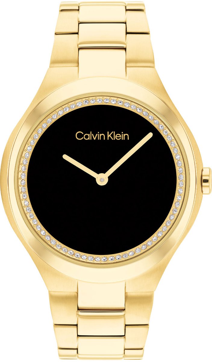 Calvin Klein CK25200367 Admire Dames Horloge - Mineraalglas - Staal - Goudkleurig - 36 mm breed - Quartz - Vouw-Vlindersluiting - 3 ATM (spatwater)