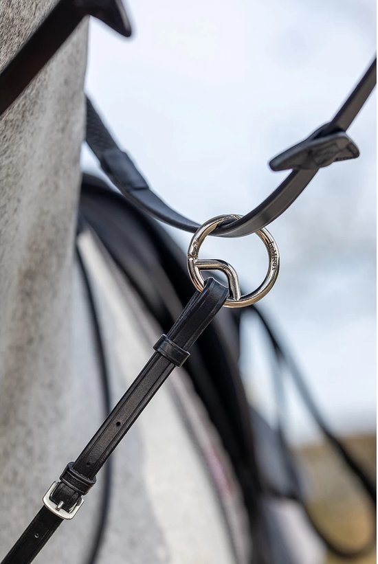 nero - Martingale fixe en cuir avec boucles en acier inoxydable