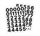 Cijfer stickers / Plaknummers - Stickervellen Set - Zwart - 4cm hoog - Geschikt voor binnen en buiten - Standaard lettertype - Mat