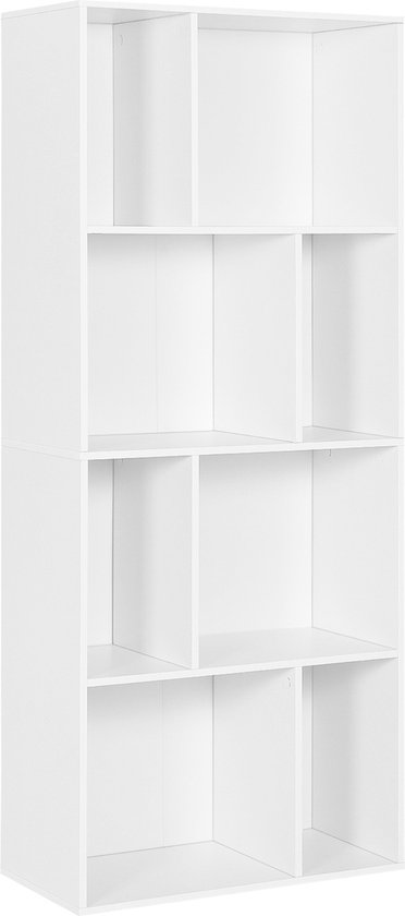 Wandkast - Moderne Boekenkast - Abstracte Kast - Woonkamer - Vakkenkast - Wit