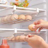 Eierhouder voor maximaal 21 eieren, eierhouder voor koelkast, groot type lade, transparante eierbox met handgreep voor keuken, koelkast/vers houden van eieren