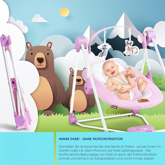 KIDIZ® babywip, babyschommel met 5 snelheidsinstellingen, inklapbare