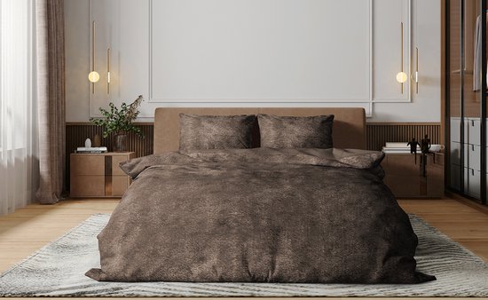 Eleganzzz Dekbedovertrek Flanel Fleece - Brown - Dekbedovertrek 140x200/220cm - 100% flanel fleece - Eenpersoons dekbedovertrekken - 140x220cm - Fluffy Dekbedovertrek - Effen Dekbedovertrek — afbeelding 3