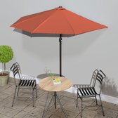 The Living Store Parasol - Halfrond - Terracotta - 270 x 144 x 222 cm - UV-beschermend polyester