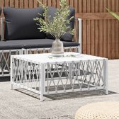 Table de terrasse The Living Store - Trendy - Table de jardin - 70 x 70 x 34 cm - Tissu tissé - Acier enduit de poudre