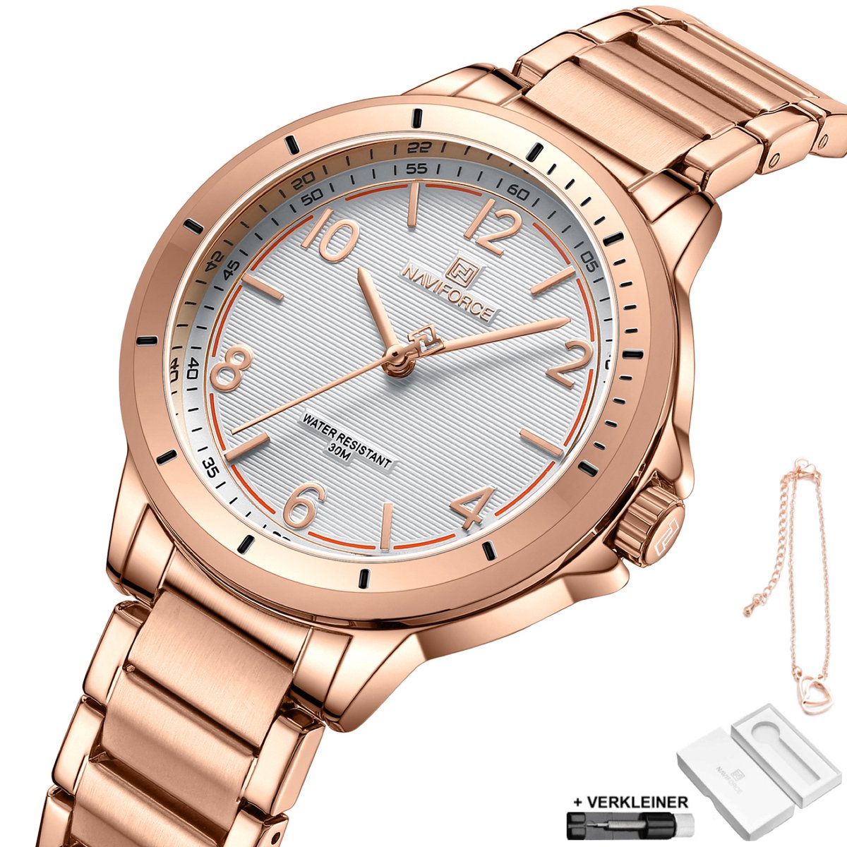 Naviforce - Horloge Dames - Cadeau voor Vrouw - 36 mm - Rosé Wit