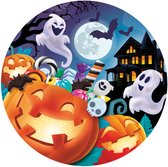 Fiestas Guirca Halloween/horror pompoen bordjes - 6x - oranje - papier - D23 cm