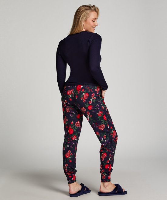 Hunkemöller Dames Nachtmode Pyjama broek Jersey - Blauw - maat 2XS - Hunkemöller