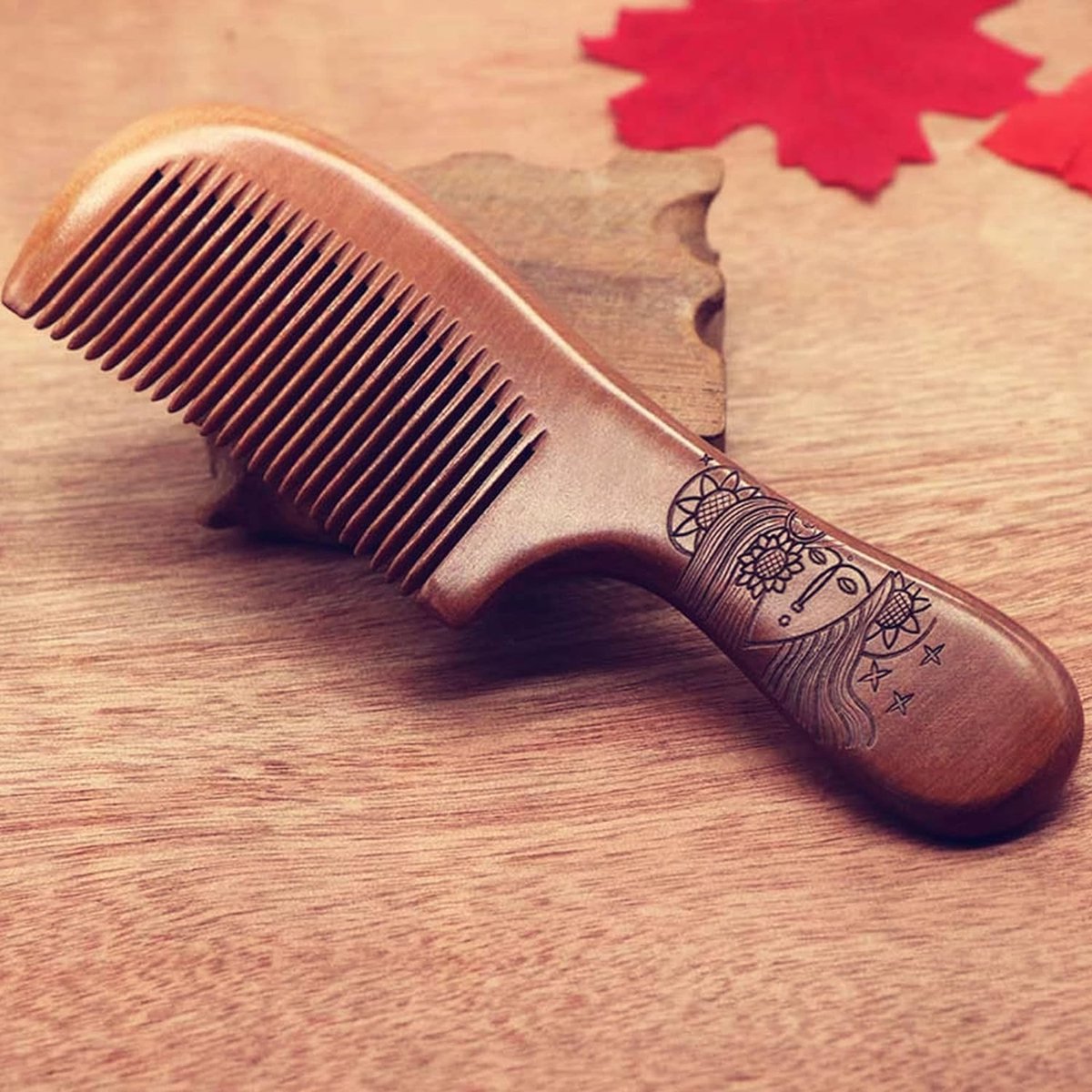 Houten Kam Antistatische Houten Kam Verzorgt Haar en Baard Ideaal voor Baardverzorging Onderweg Kapperskammen voor elk Haartype Natuurlijke Kam
