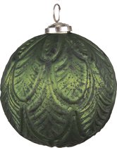 HAES DECO - Kerstbal - Formaat Ø 12x12 cm - Kleur Groen - Materiaal Glas - Kerstversiering, Kerstdecoratie, Decoratie Hanger, Kerstboomversiering
