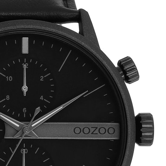 OOZOO Timepieces Montre OOZOO noire avec bracelet en cuir noir