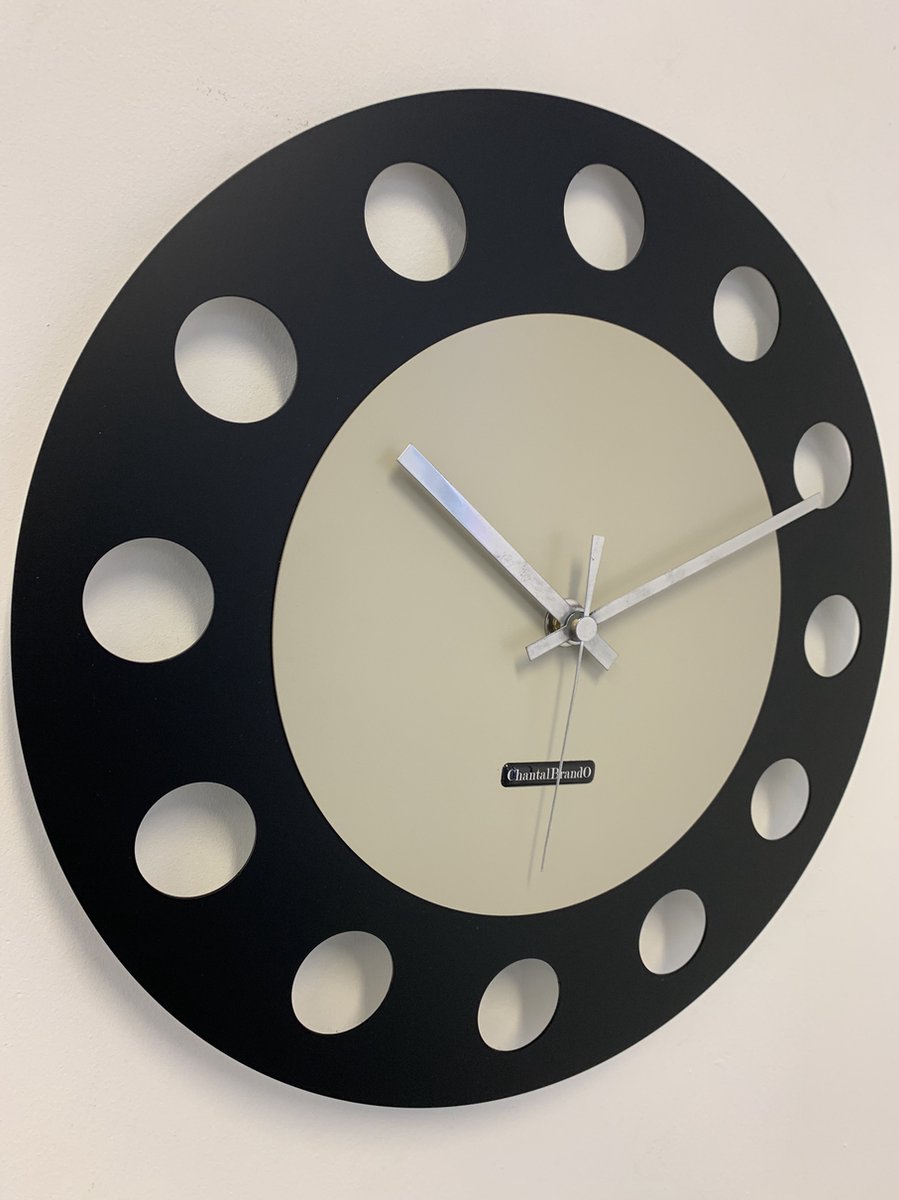 Wandklok ChantalBrandO CETARA BLACK & GREY -- MODERN DESIGN -- ZWART EN GRIJS
